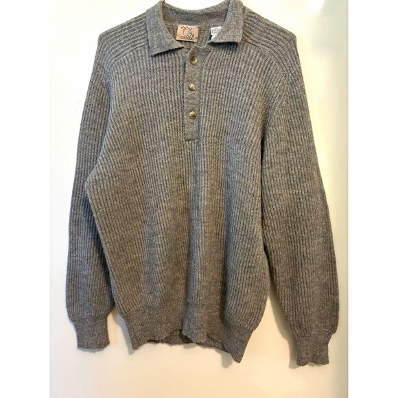 Chukka Other - Chukka Men's Alpaca Waffle-Knit Collared Henley Pullover Sweater Gray XL
